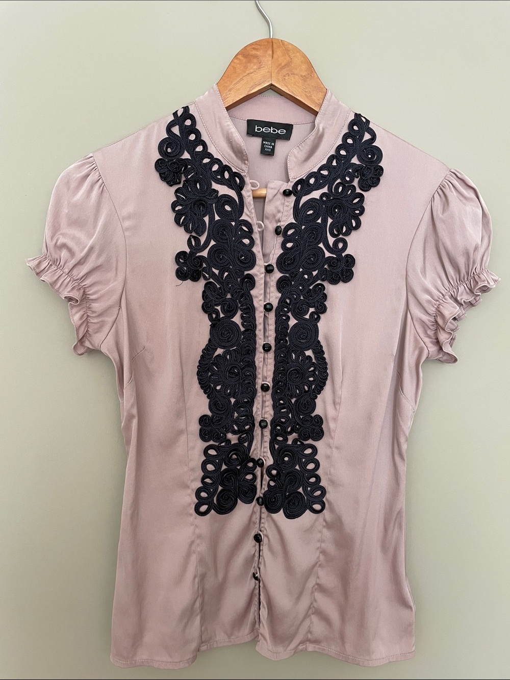 bebe Dusty Pink Silk Blouse Y2K